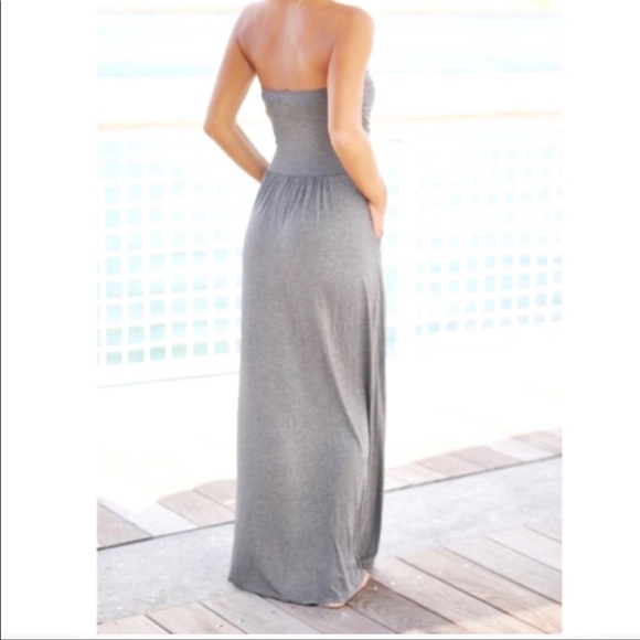 ✨LAST ONE✨Gray chic tube maxi dress with side pockets - Picture 4 of 5